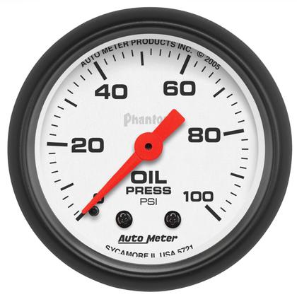 Autometer Phantom Series 2 1/16" 0-100 PSI Oil Pressure Gauge