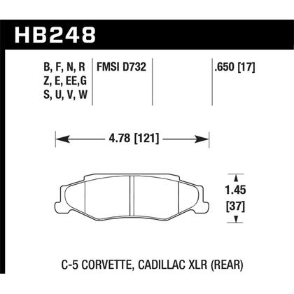 Hawk 05-06 C6 High Performance Street (HPS) Brake Pads (Rear)