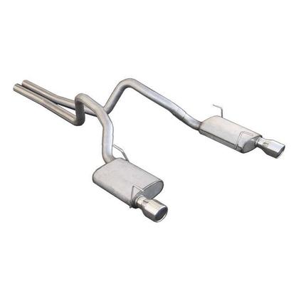 Pypes Cat Back Exhaust System 05-10 Mustang V8 Split Rear Dual Exit 2.5 in Intermediate Pipe And Tailpipe Violator Muffler/Hardware/4 in Polished Tips Incl Natural 409 Stainless Steel Pypes Exhaust - SFM62V