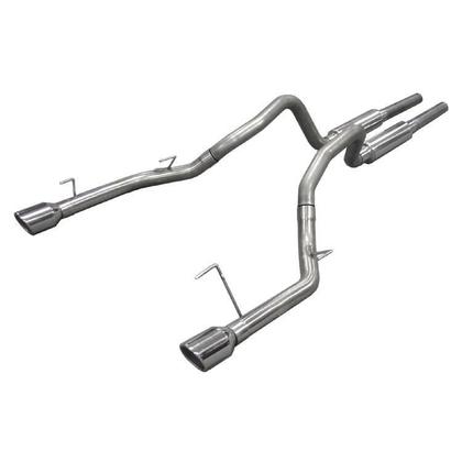 Pypes Cat Back Mid Muffler Exhaust System 05-10 Mustang GT Split Rear Dual Exit 2.5 in Intermediate And Tail Pipe M80 Mufflers/Hardware/4 in Polished Tips Incl Natural Finish 409 Stainless Steel Pypes Exhaust - SFM66