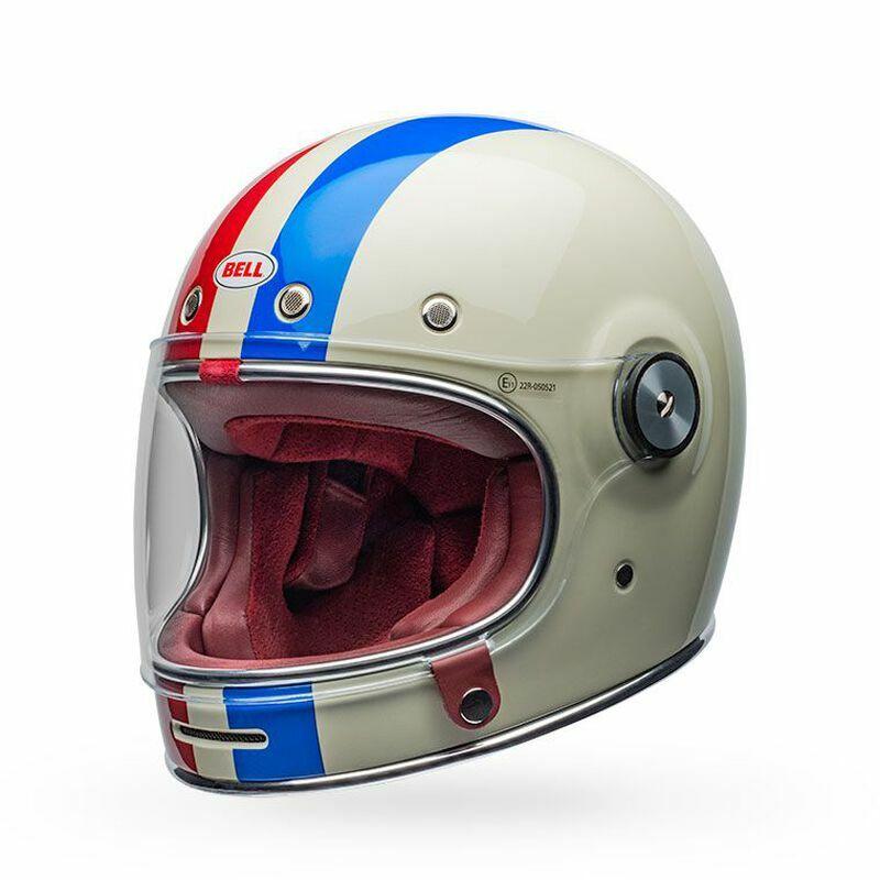 bell bullitt helmet vintage white Street On-road Speedway Gloss White/Blue Motor Sports Zone it carries both DOT and ECE safety certifications BULLITT HELMET CHAD HODGE